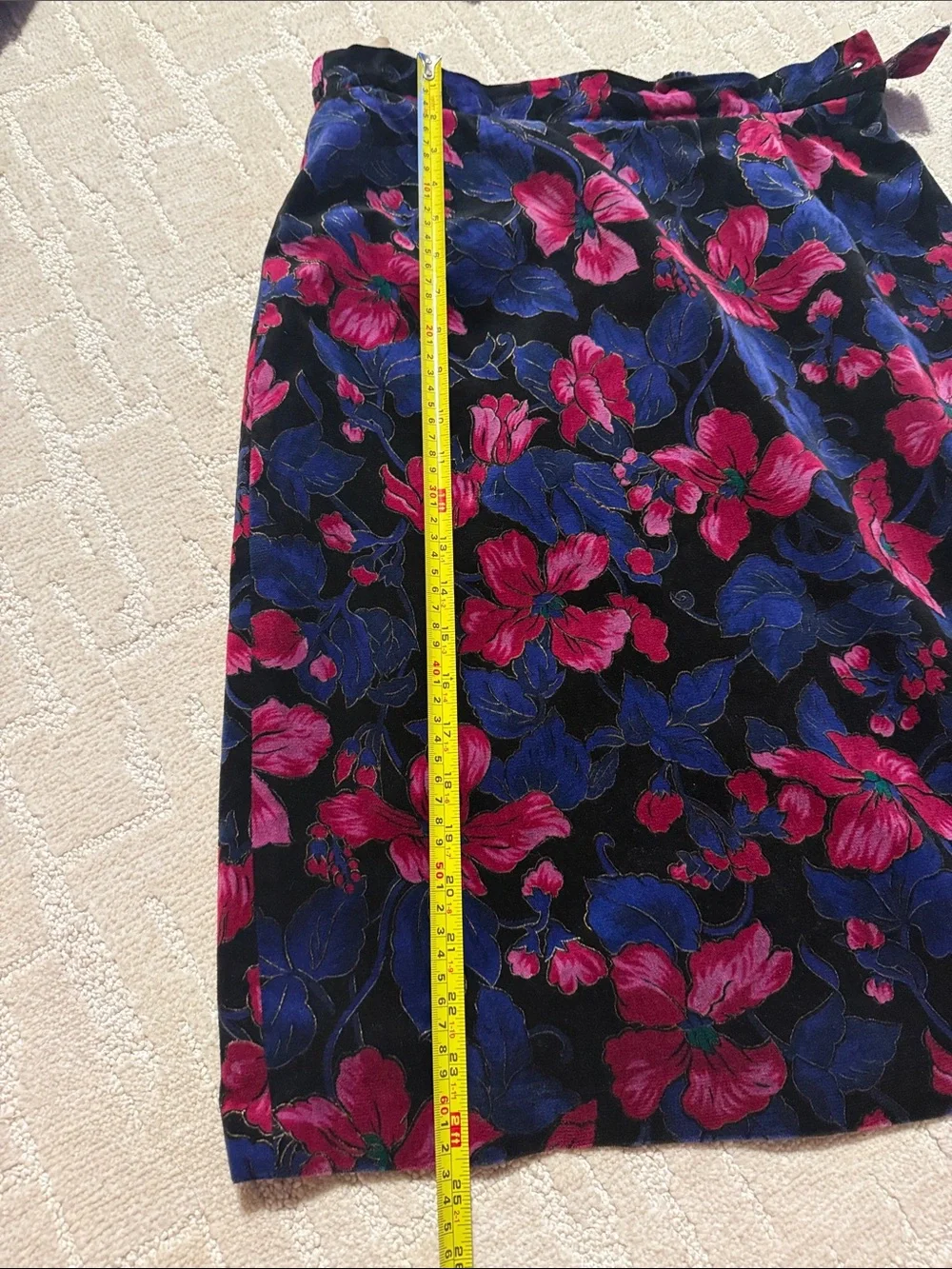 Women’s Vintage Navy Blue Floral Two-Piece Dress Set with Pink Accents